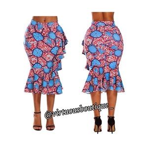Blue and Red African Printed Skirts